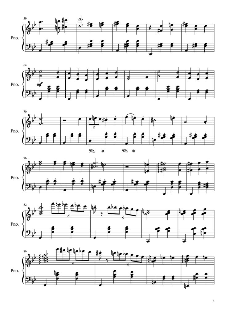 Page 3 of the piano sheet music PDF Piano – Merry-Go-Round of Life Piano by Joe Hasaishi arr. Andrew Deng