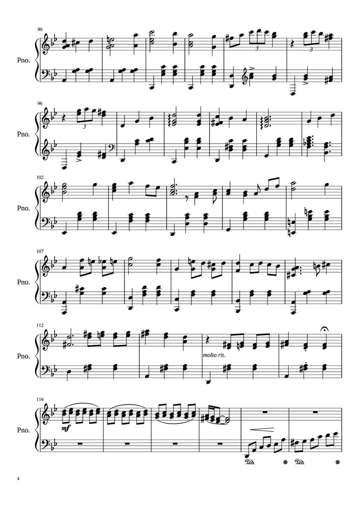 Page 4 of the piano sheet music PDF Piano – Merry-Go-Round of Life Piano by Joe Hasaishi arr. Andrew Deng