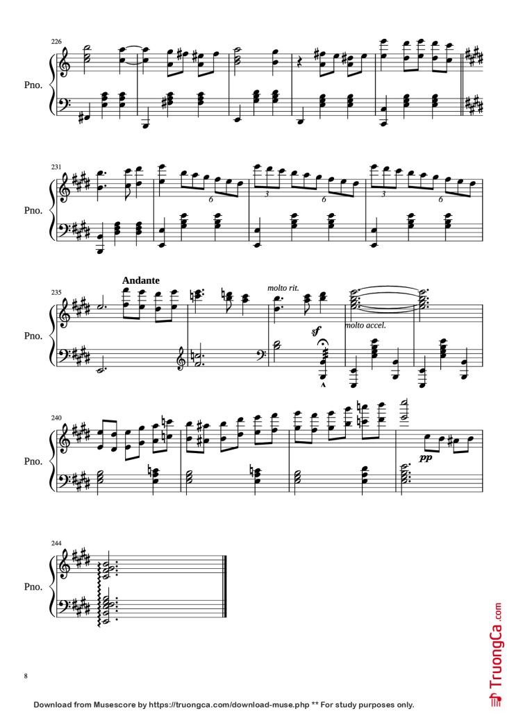 Page 8 of the piano sheet music PDF Piano – Merry-Go-Round of Life Piano by Joe Hasaishi arr. Andrew Deng