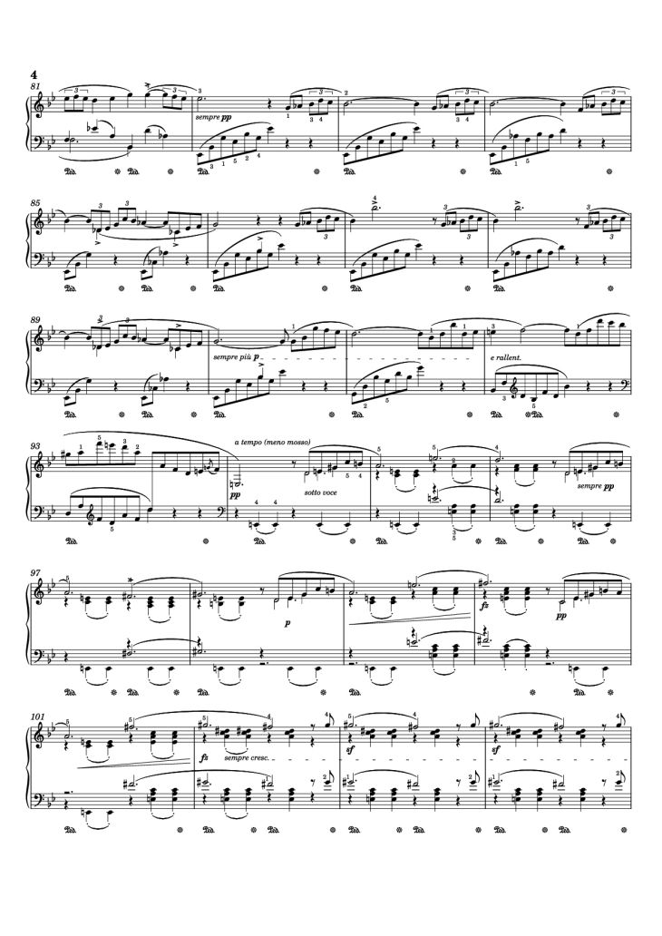 Page 4 of the piano sheet music PDF – Ballade I Piano by Frédéric Chopin