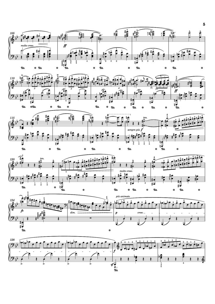 Page 5 of the piano sheet music PDF – Ballade I Piano by Frédéric Chopin