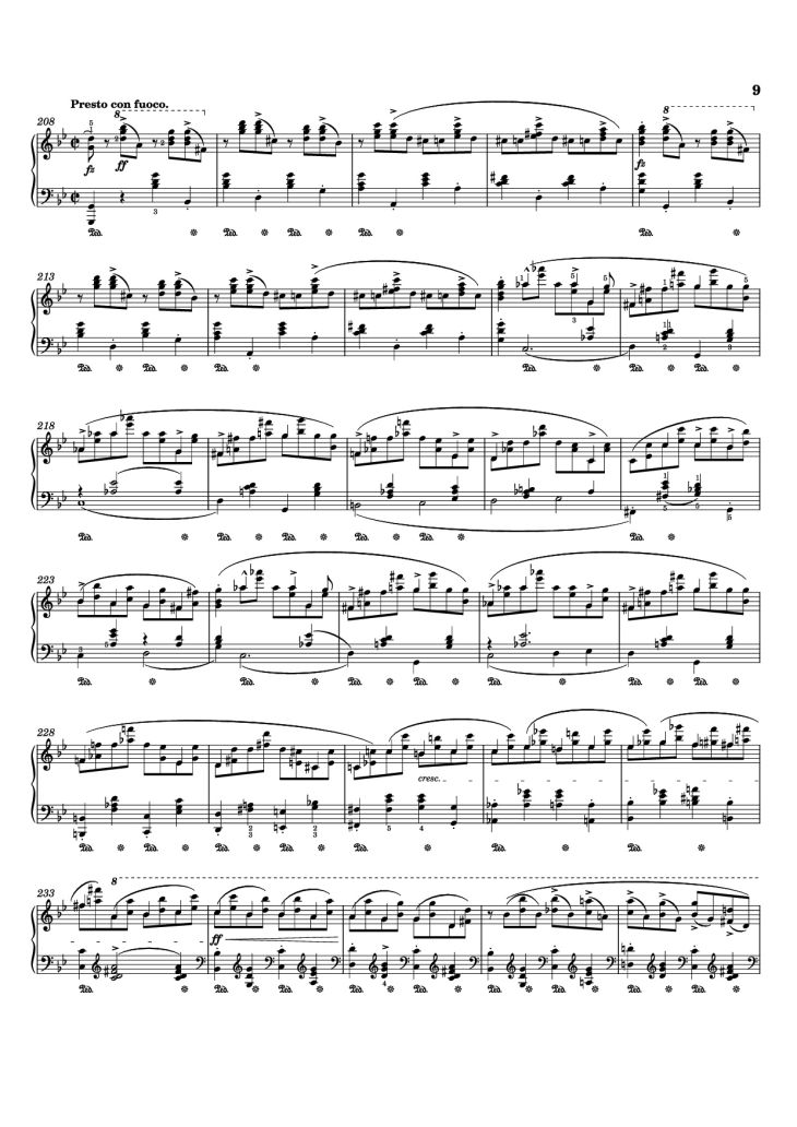 Page 9 of the piano sheet music PDF – Ballade I Piano by Frédéric Chopin