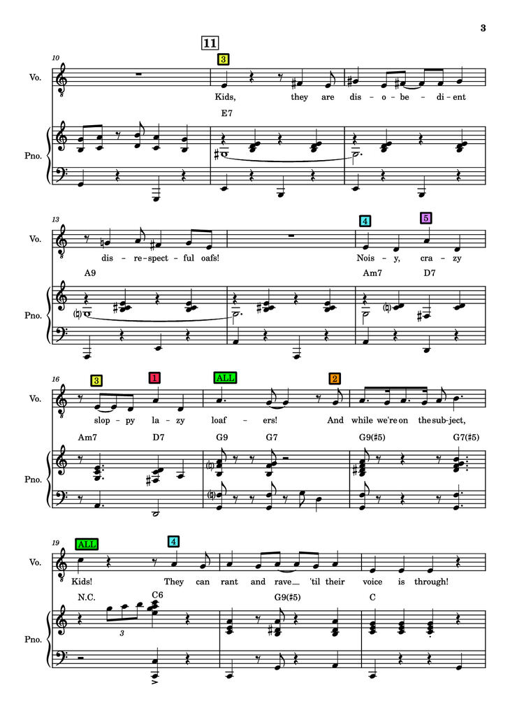 Page 3 of the piano sheet music PDF – Kids Piano by Charles Strouse