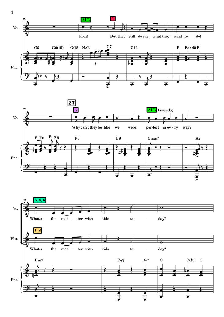 Page 4 of the piano sheet music PDF – Kids Piano by Charles Strouse