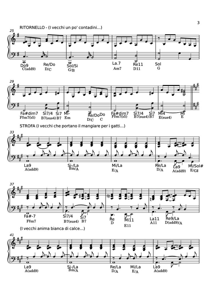 Page 3 of the piano sheet music PDF Piano – I VECCHI di Claudio Baglioni Piano by Claudio Baglioni