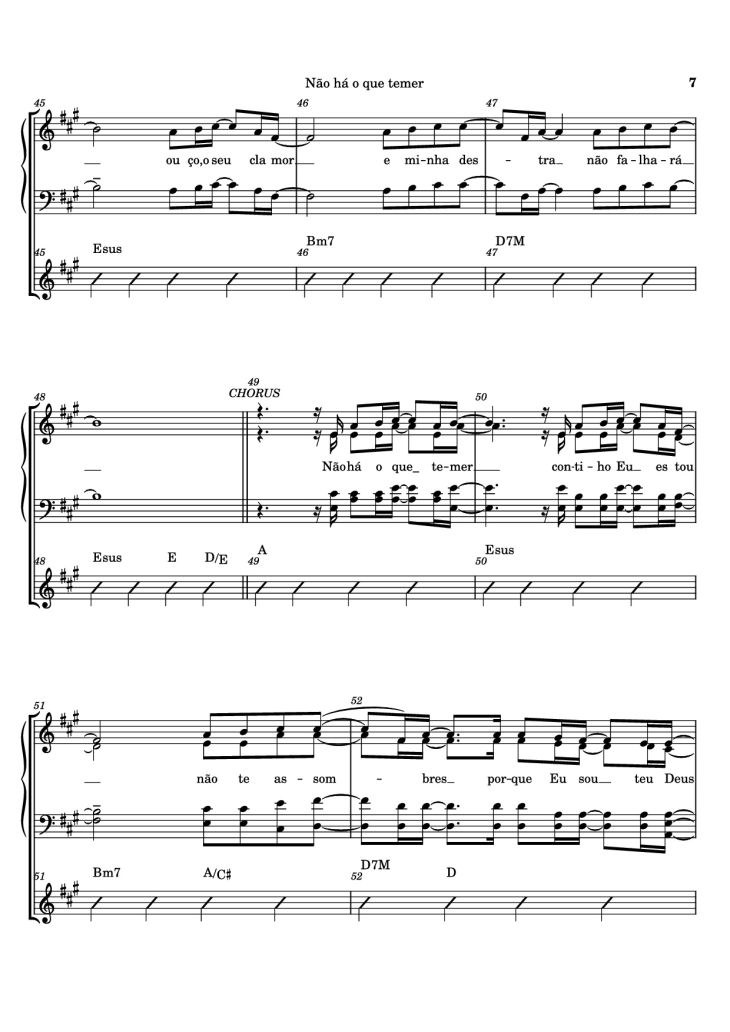 Page 7 of the piano sheet music PDF – Não há o que temer Piano by Ricardo Martins