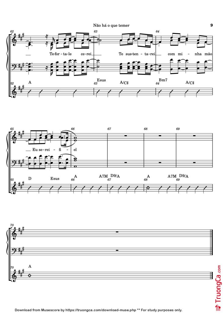 Page 9 of the piano sheet music PDF – Não há o que temer Piano by Ricardo Martins