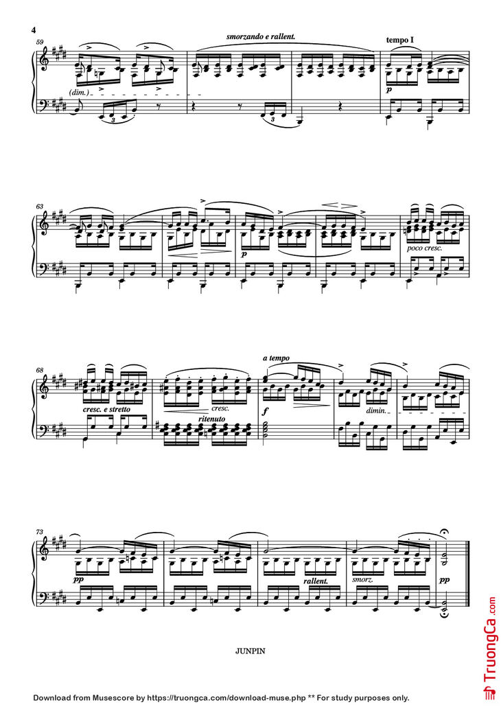 Page 4 of the piano sheet music PDF – Etude Op.10 No.3 in E Major by Chopin