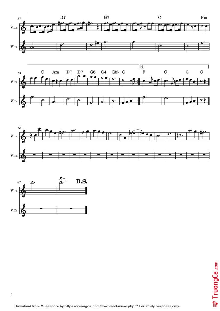 Page 2 of the piano sheet music PDF – ESCOLHI TE ESPERAR Violin by Marcela Taís