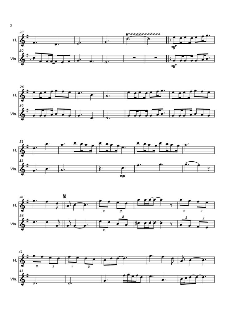 Page 2 of the piano sheet music PDF – Eles se amam Violin by Pedro Valença
