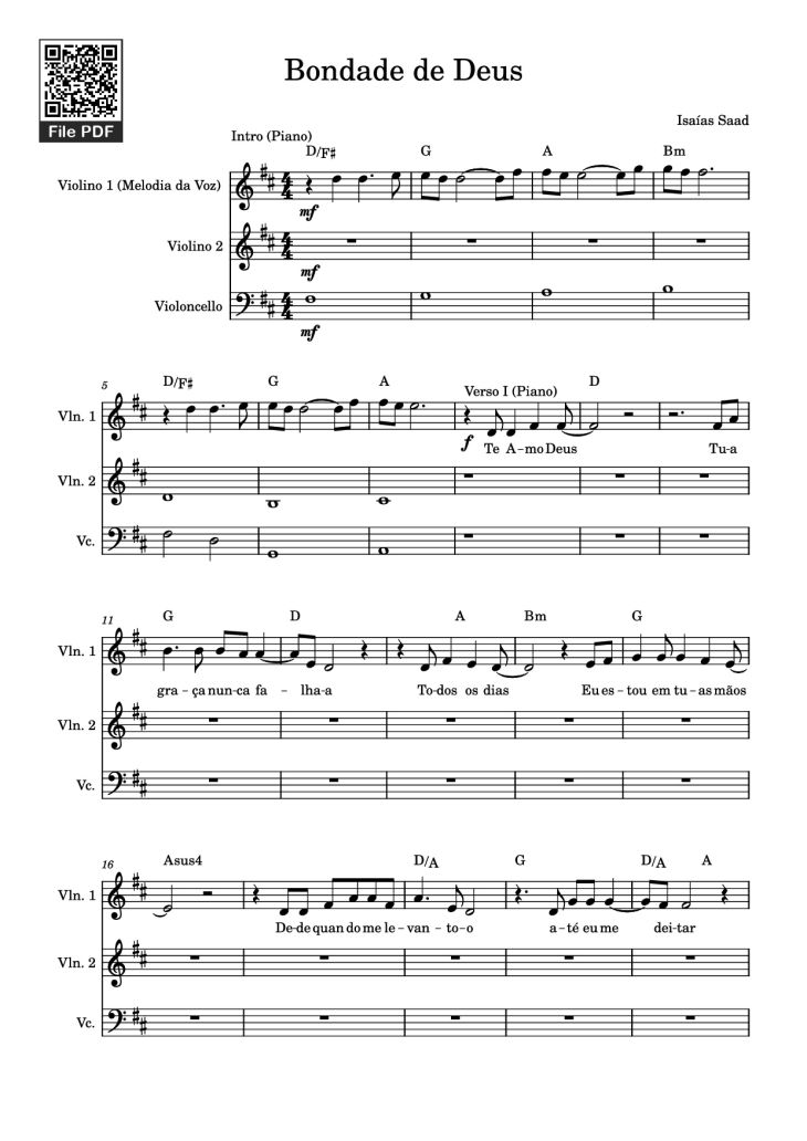 Page 1 of the piano sheet music PDF Piano – Bondade de Deus Piano by Isaías Saad
