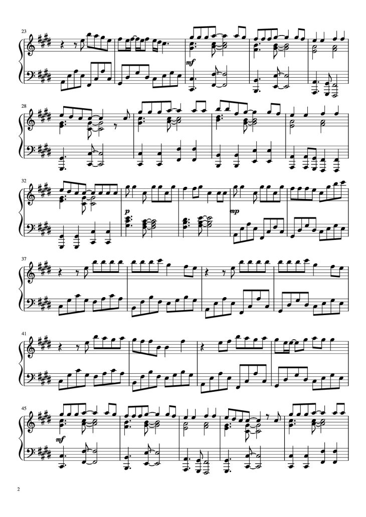 Page 2 of the piano sheet music PDF Piano – Kings & Queens Piano by Ava Max