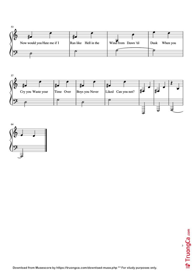 Page 3 of the piano sheet music PDF Piano – Attention Piano by Joji