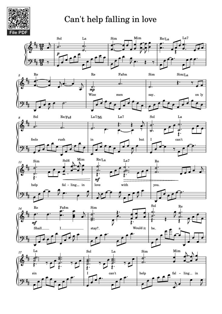 Page 1 of the piano sheet music PDF Piano – Can