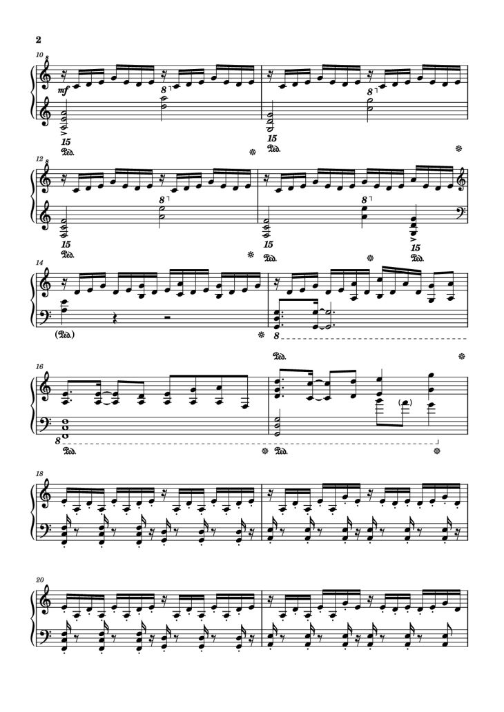 Page 2 of the piano sheet music PDF Piano – 破旧世界 Piano by 魔鬼花园 Devil Music