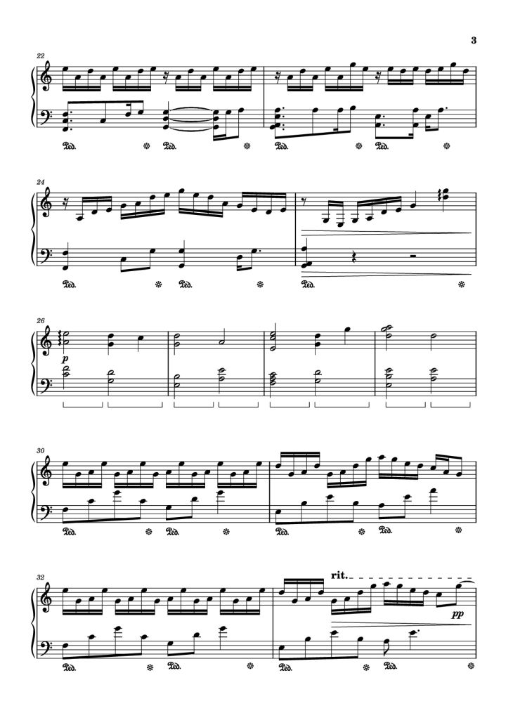 Page 3 of the piano sheet music PDF Piano – 破旧世界 Piano by 魔鬼花园 Devil Music