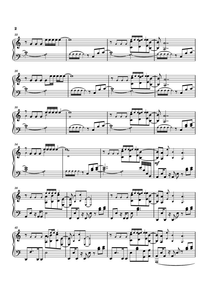 Page 2 of the piano sheet music PDF Piano – Deeper Piano by Lena Raine