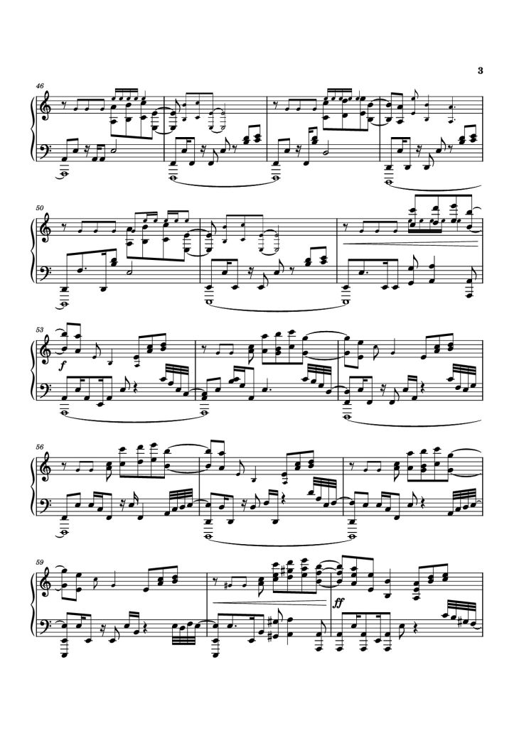 Page 3 of the piano sheet music PDF Piano – Deeper Piano by Lena Raine