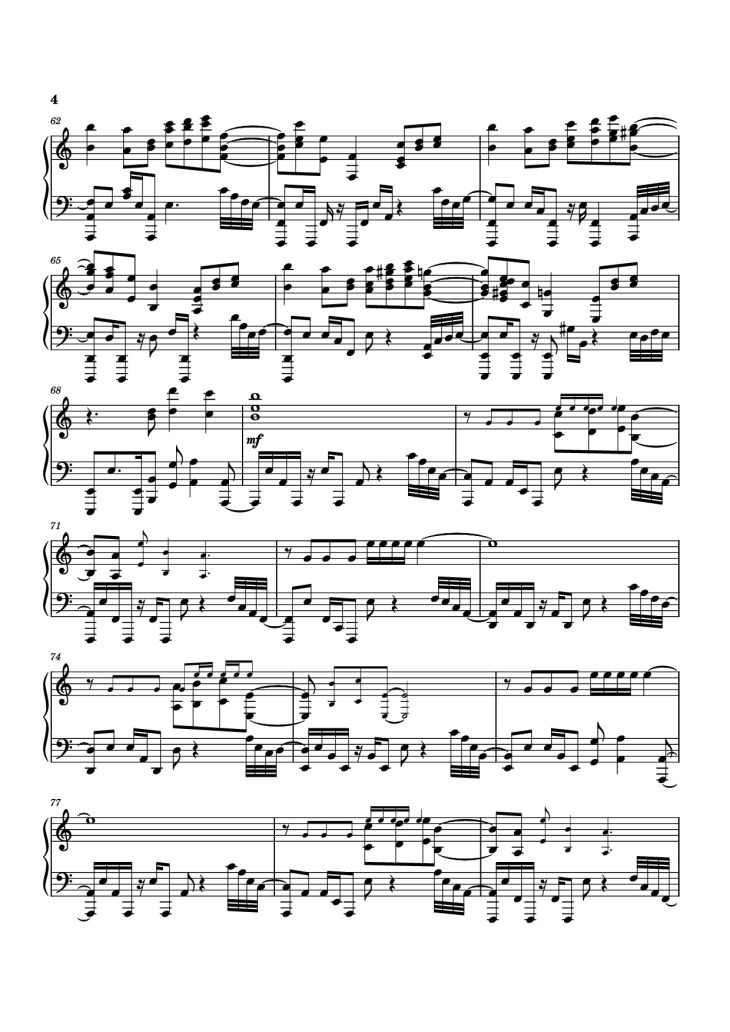 Page 4 of the piano sheet music PDF Piano – Deeper Piano by Lena Raine