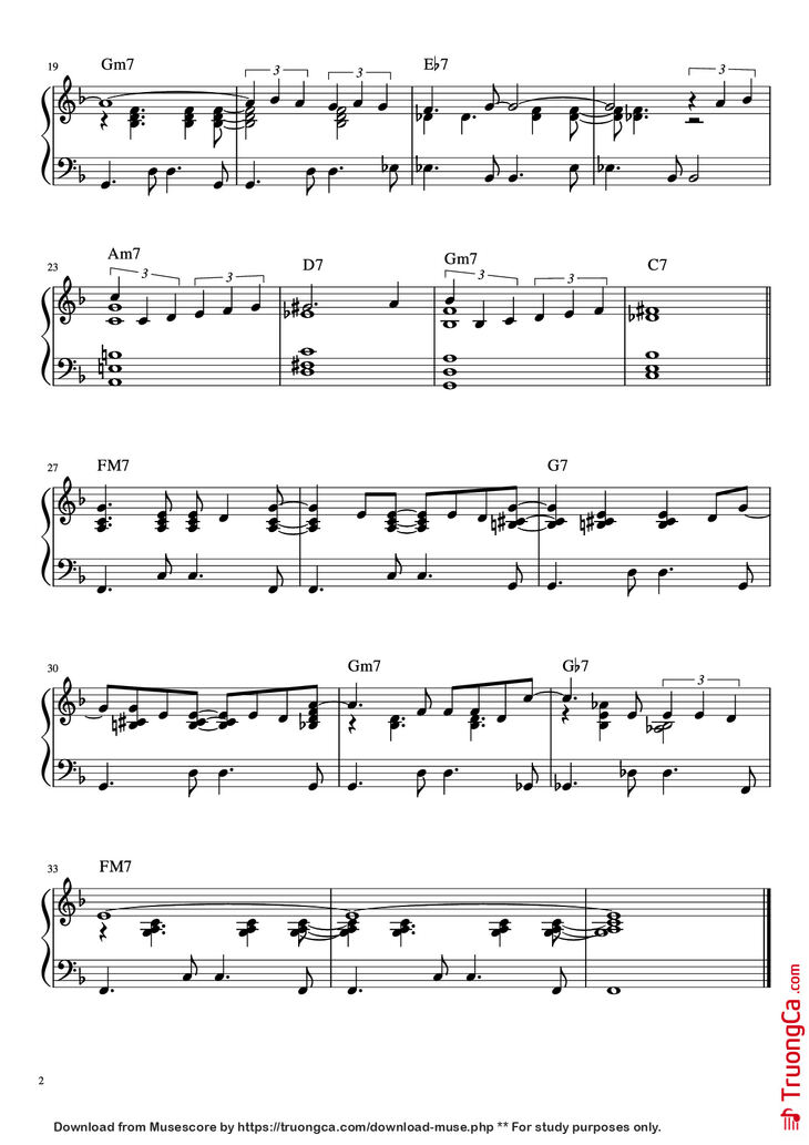 Page 2 of the piano sheet music PDF Piano – Girl from Ipanema Piano by Undefined