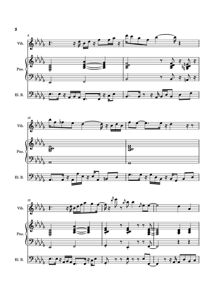 Page 2 of the piano sheet music PDF Piano Guitar Tab – [WIP] Colour the Night Piano by Transcribed by coolcat0