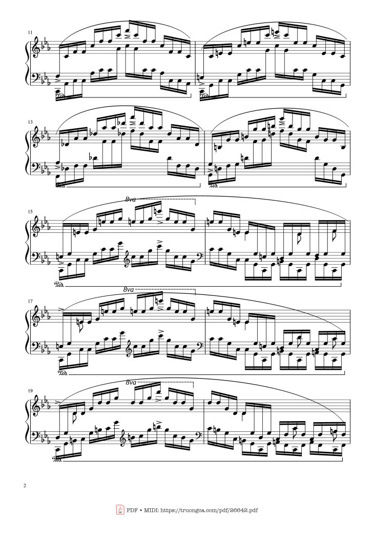 Page 2 of the piano sheet music PDF – Etude in C Minor Piano by Chopin