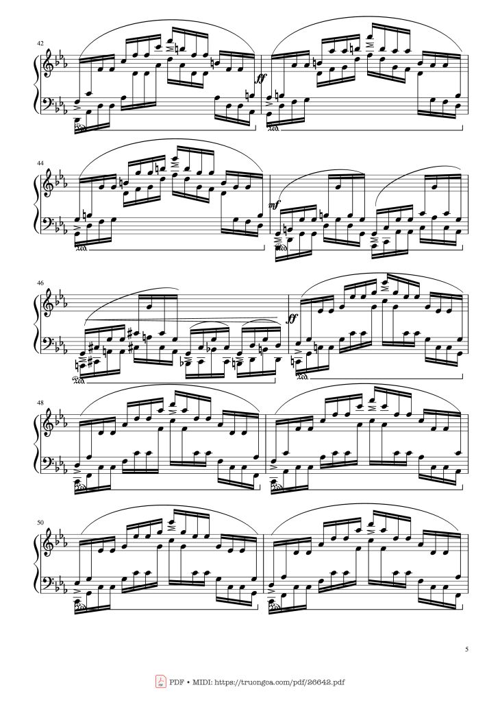 Page 5 of the piano sheet music PDF – Etude in C Minor Piano by Chopin