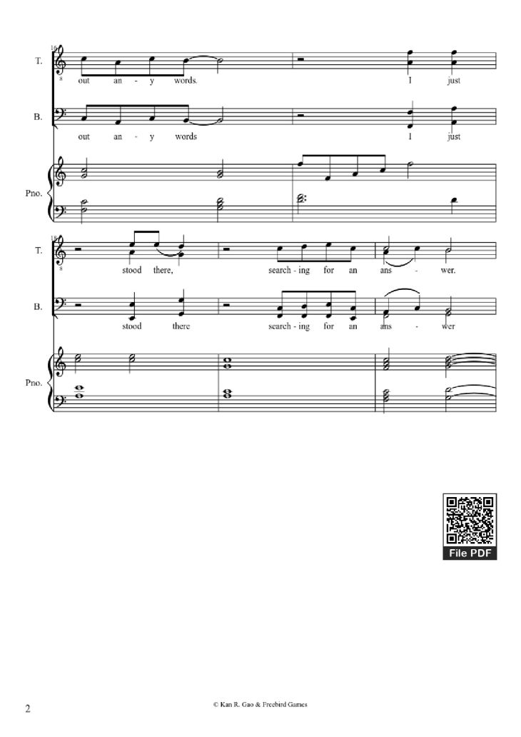 Page 2 of the piano sheet music PDF Piano Guitar Tab – Everything