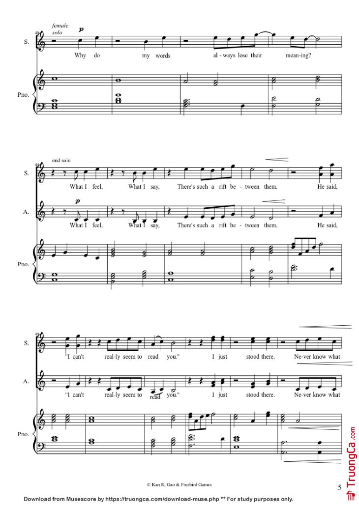 Page 5 of the piano sheet music PDF Piano Guitar Tab – Everything
