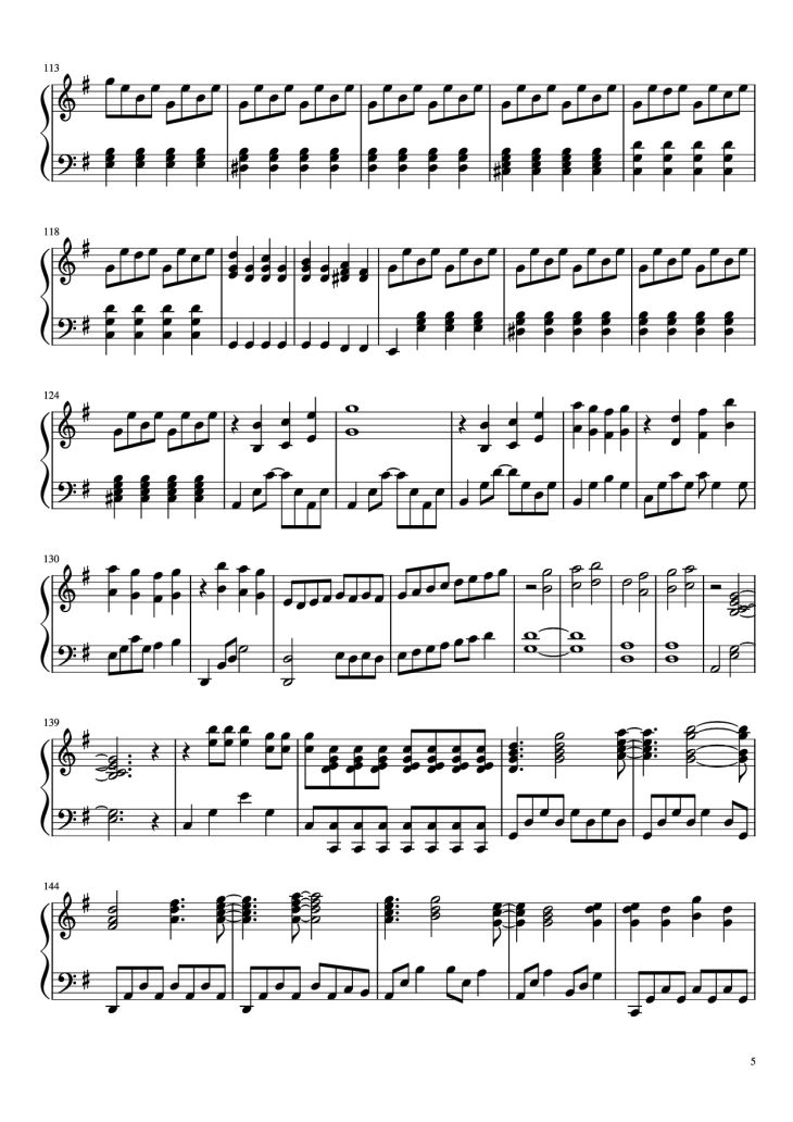 Page 5 of the piano sheet music PDF Piano – A Million Dream Piano by Undefined