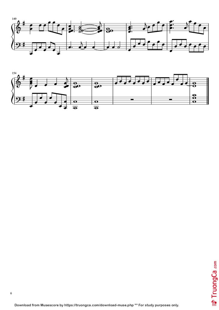 Page 6 of the piano sheet music PDF Piano – A Million Dream Piano by Undefined