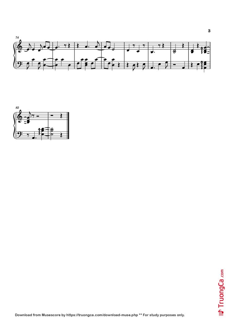 Page 3 of the piano sheet music PDF Piano – asleep among endives Piano by Arranged sook