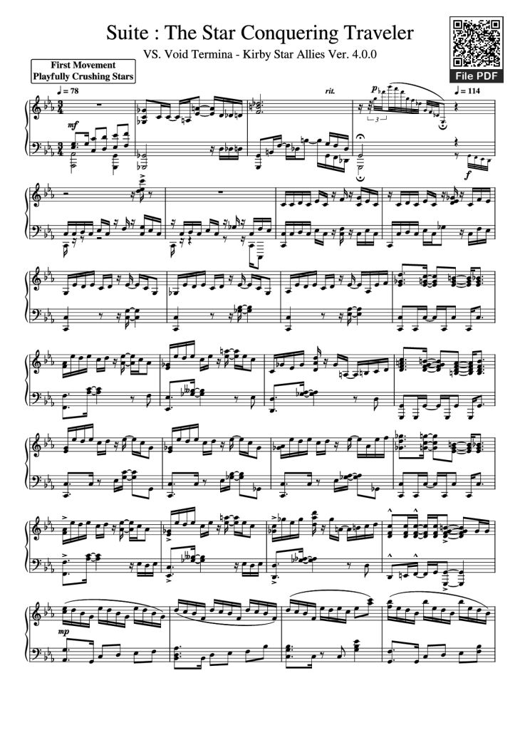 Page 1 of the piano sheet music PDF Piano – Suite : The Star Conquering Traveler Piano by Undefined