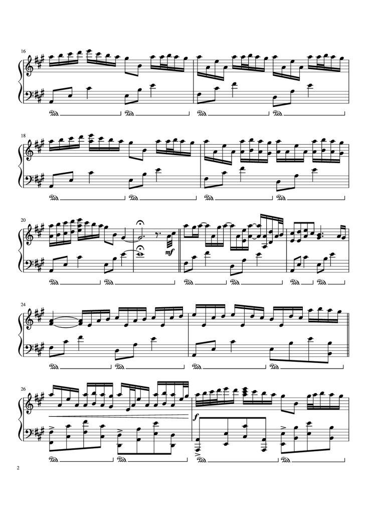 Page 2 of the piano sheet music PDF Piano – River Flows in You Piano by Undefined