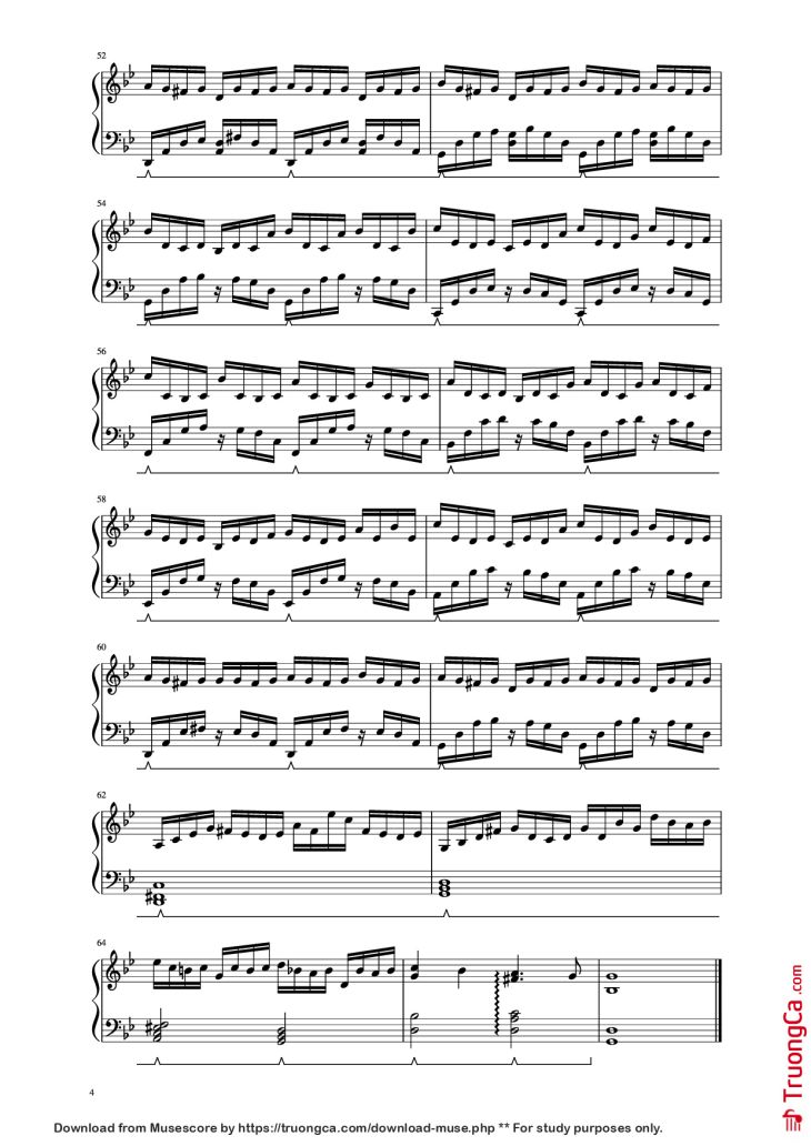Page 4 of the piano sheet music PDF Piano – G Minor Bach Piano by Luo Ni (bottle