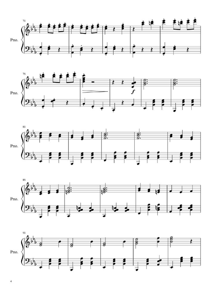 Page 4 of the piano sheet music PDF – Waltz No. 2 Shostakovich Piano by Composed by Dmitri Shostakovich Transcribed by Andrea Tam