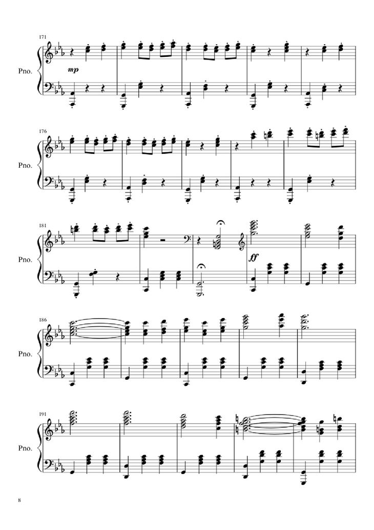 Page 8 of the piano sheet music PDF – Waltz No. 2 Shostakovich Piano by Composed by Dmitri Shostakovich Transcribed by Andrea Tam