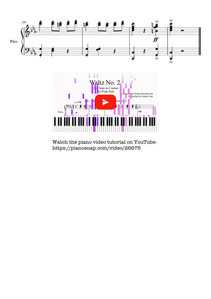 Page 10 of the piano sheet music PDF – Waltz No. 2 Shostakovich Piano by Composed by Dmitri Shostakovich Transcribed by Andrea Tam