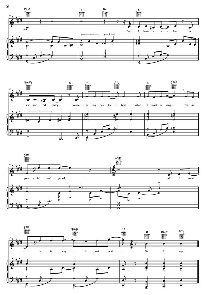 Page 2 of the piano sheet music PDF Piano Guitar Tab – Thank You For The Music Piano by B. Andersson/B. Ulvaeus