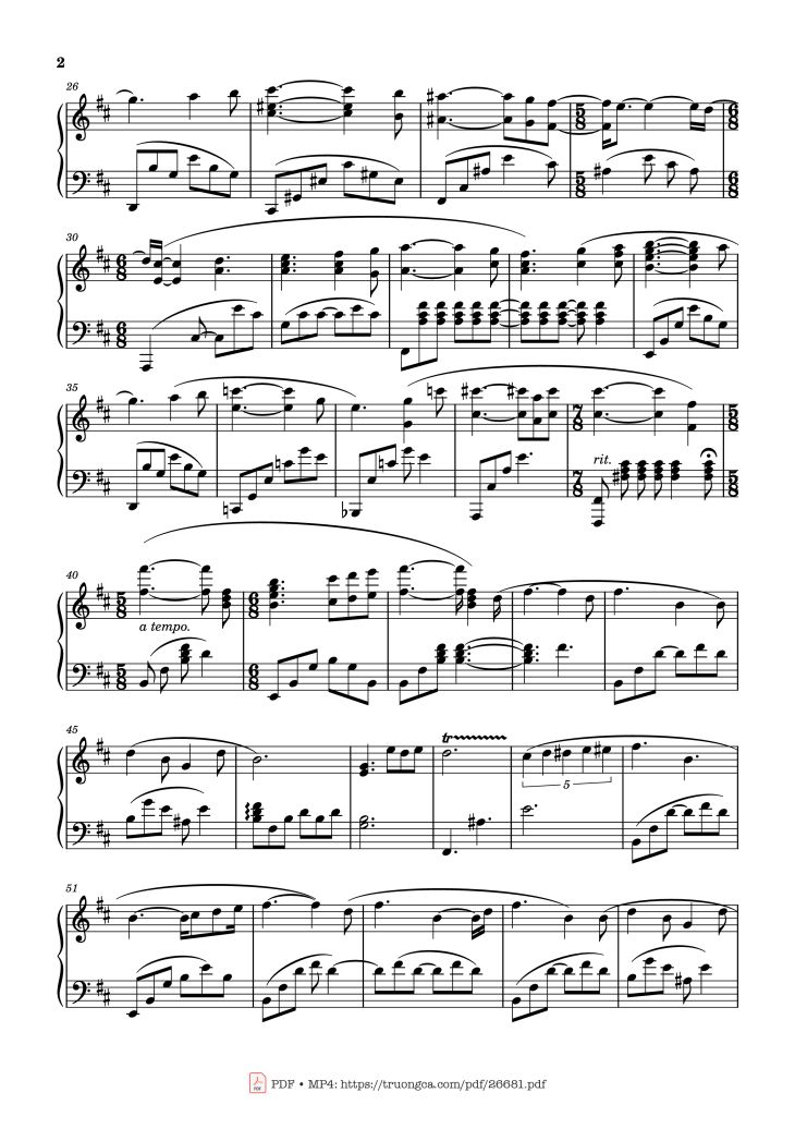 Page 2 of the piano sheet music PDF Piano – Swan Lake Piano by Pyotr Ilyich Tchaikovsky