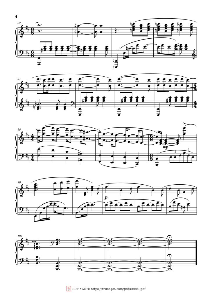 Page 4 of the piano sheet music PDF Piano – Swan Lake Piano by Pyotr Ilyich Tchaikovsky