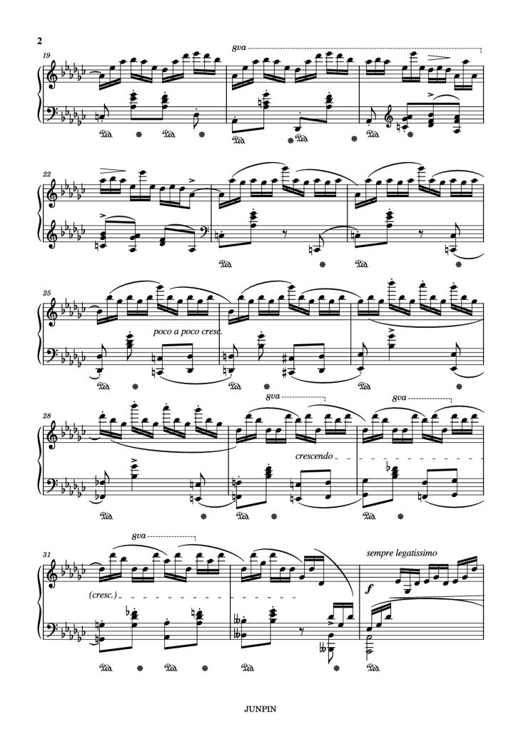 Page 2 of the piano sheet music PDF – Etude Op.10 No.5 in Gb Major "Black keys" Piano by Chopin 