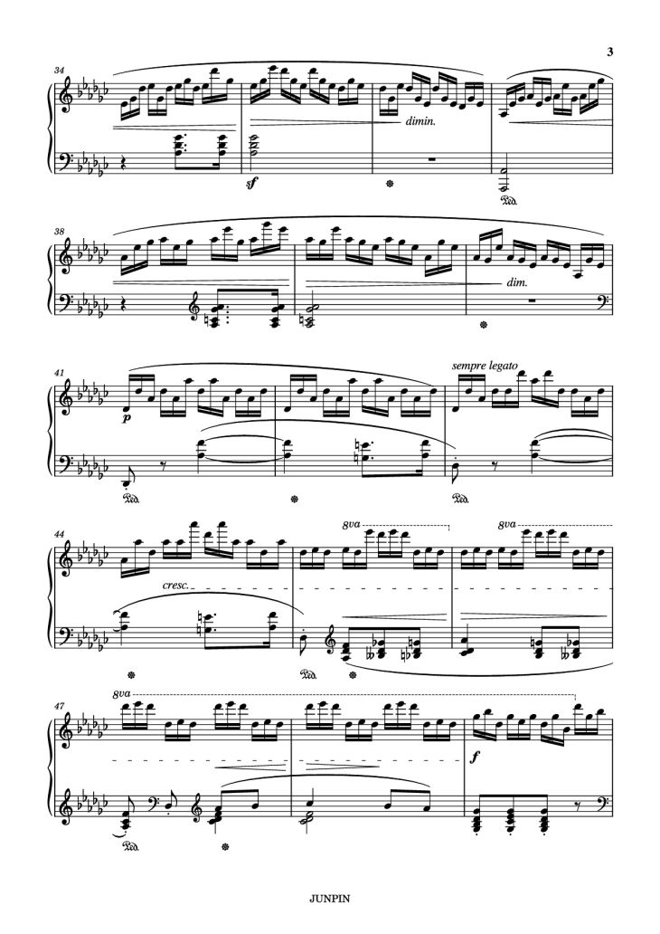 Page 3 of the piano sheet music PDF – Etude Op.10 No.5 in Gb Major "Black keys" Piano by Chopin 