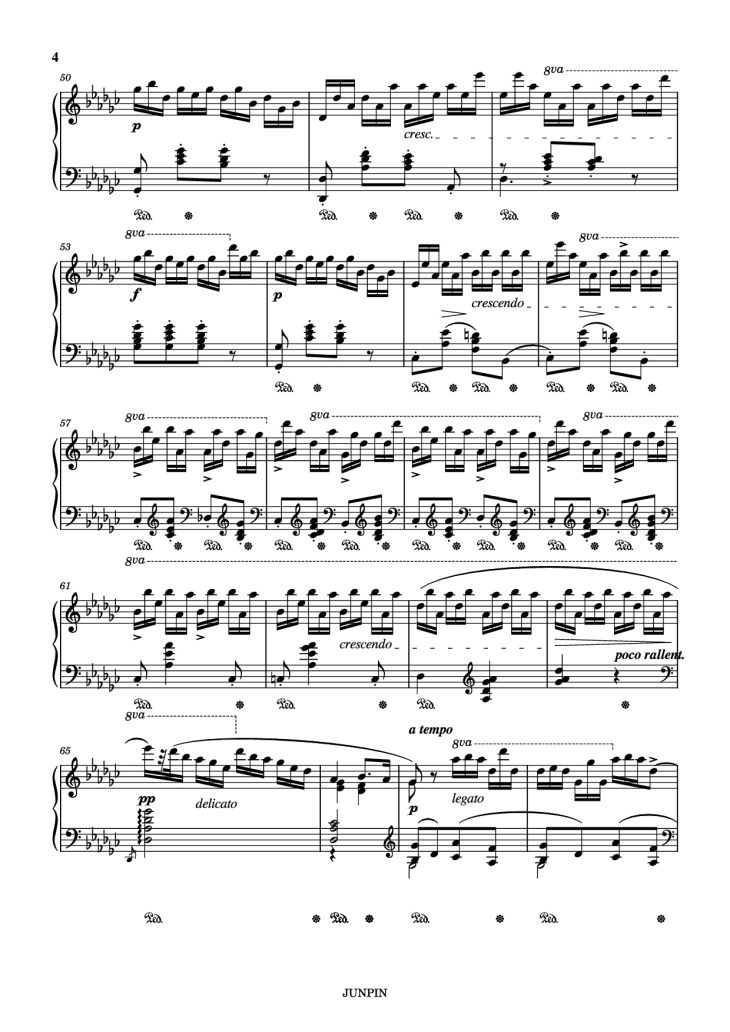 Page 4 of the piano sheet music PDF – Etude Op.10 No.5 in Gb Major "Black keys" Piano by Chopin 