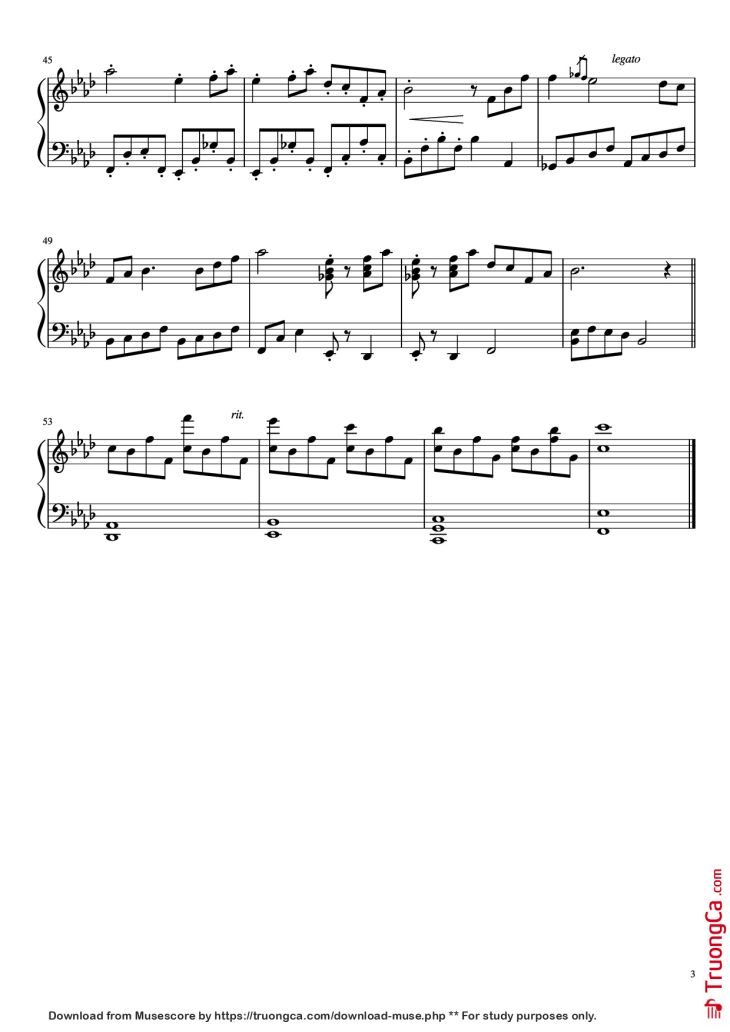 Page 3 of the piano sheet music PDF Piano – The Legend of Ashitaka by Joe Hisaishi
