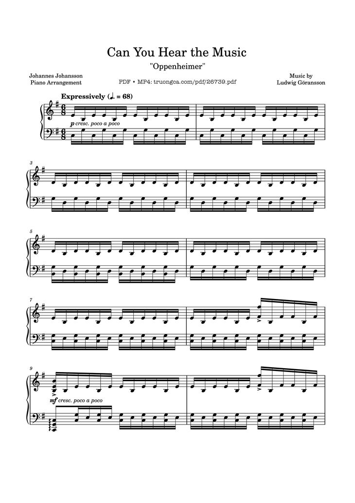 Page 1 of the piano sheet music PDF Piano – Can You Hear the Music Piano by Ludwig Goransson