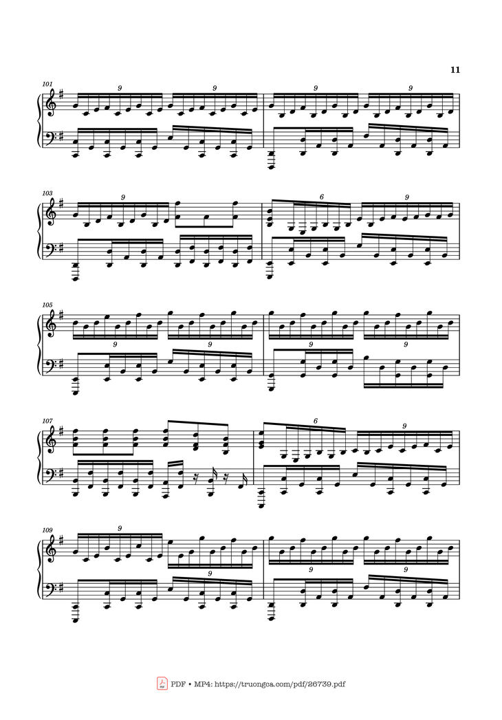 Page 11 of the piano sheet music PDF Piano – Can You Hear the Music Piano by Ludwig Goransson