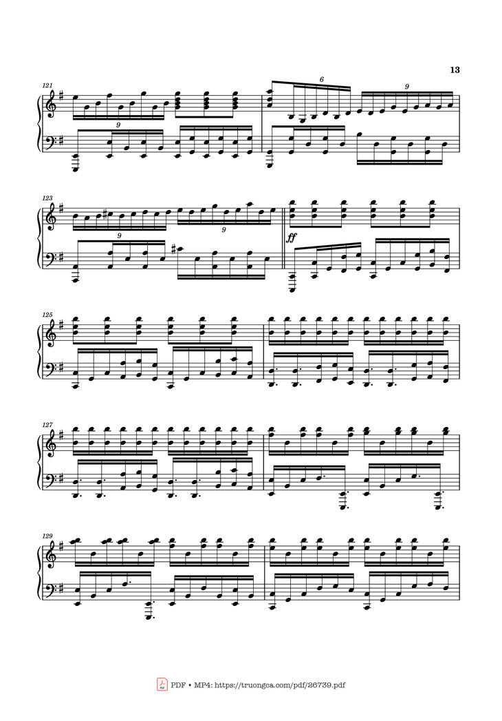 Page 13 of the piano sheet music PDF Piano – Can You Hear the Music Piano by Ludwig Goransson