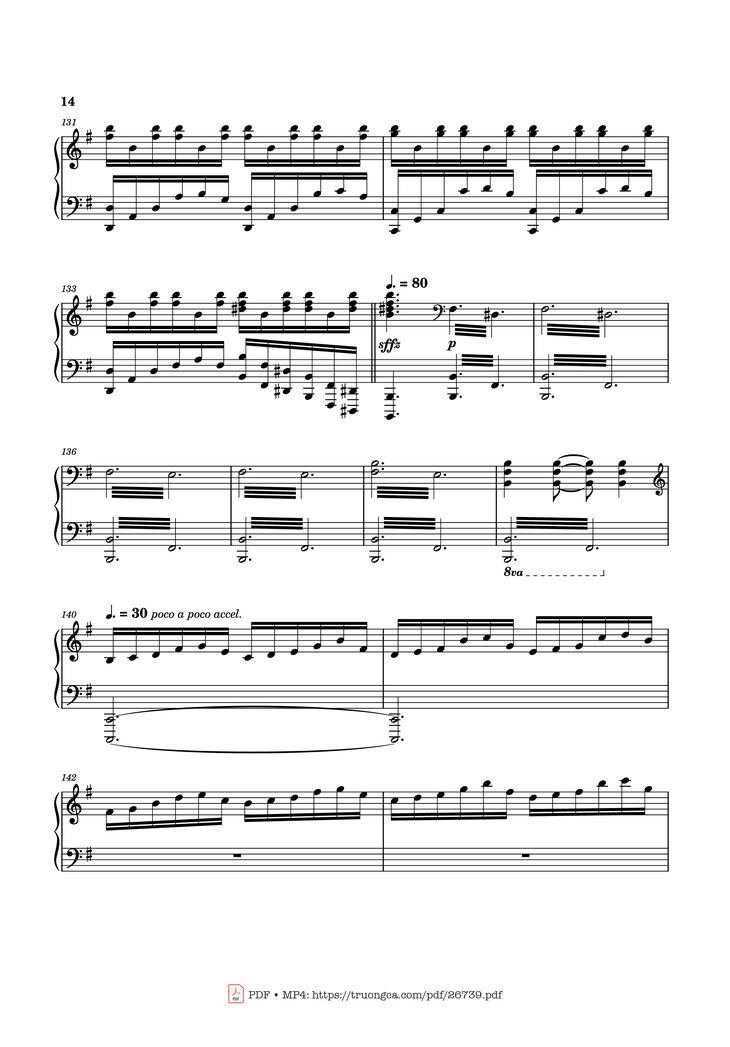 Page 14 of the piano sheet music PDF Piano – Can You Hear the Music Piano by Ludwig Goransson