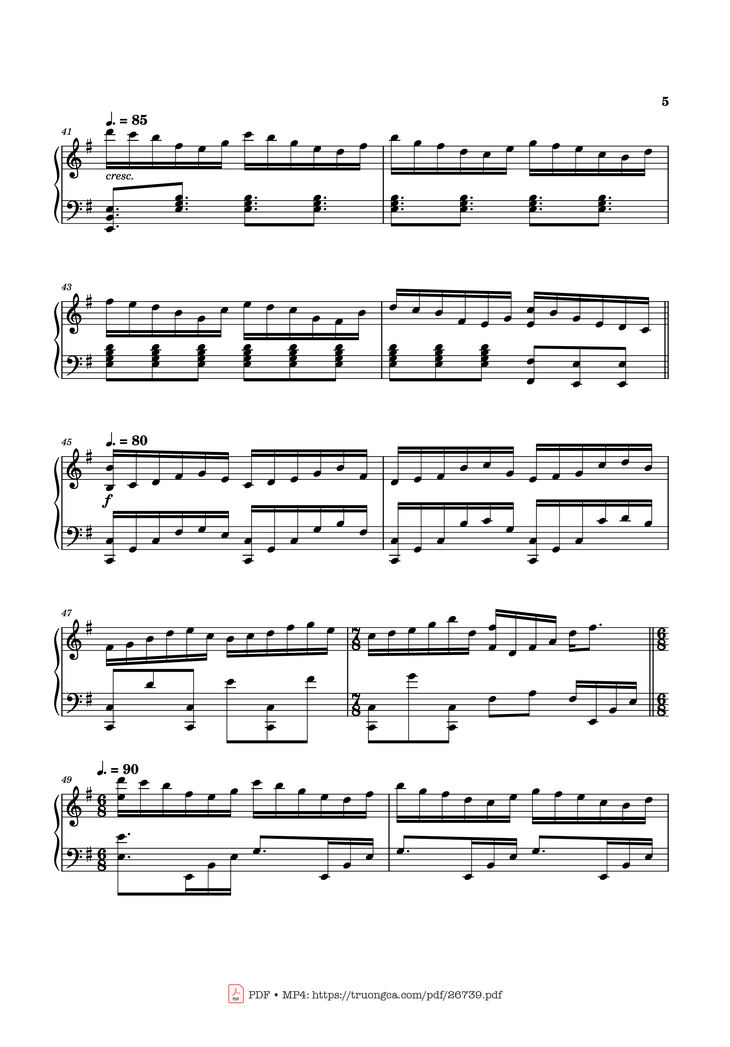 Page 5 of the piano sheet music PDF Piano – Can You Hear the Music Piano by Ludwig Goransson